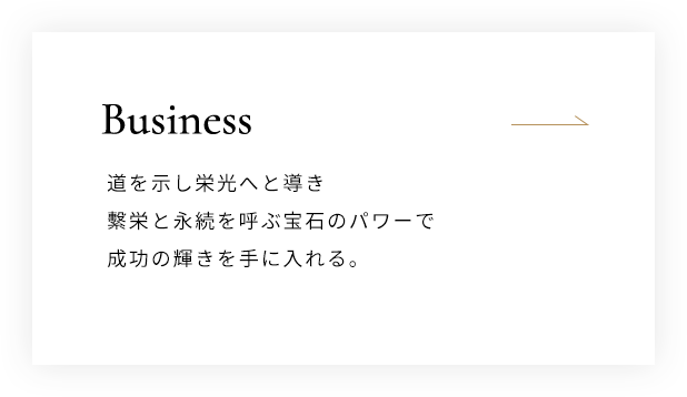 Business 道を示し栄光へと導き繫栄と永続を呼ぶ宝石のパワーで成功の輝きを手に入れる。