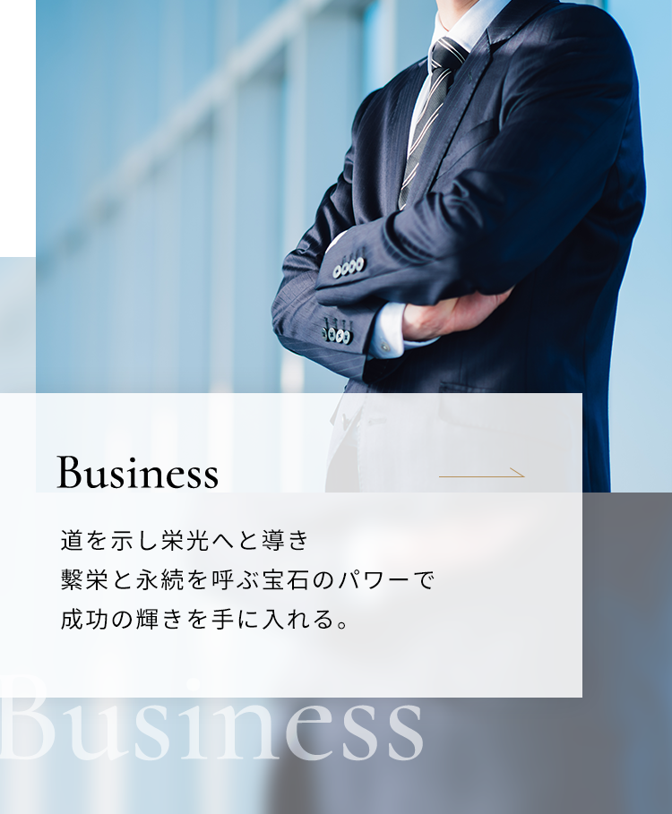 Business 道を示し栄光へと導き繫栄と永続を呼ぶ宝石のパワーで成功の輝きを手に入れる。