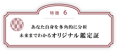特徴６：あなた自身を多角的に分析未来までわかるオリジナル鑑定証